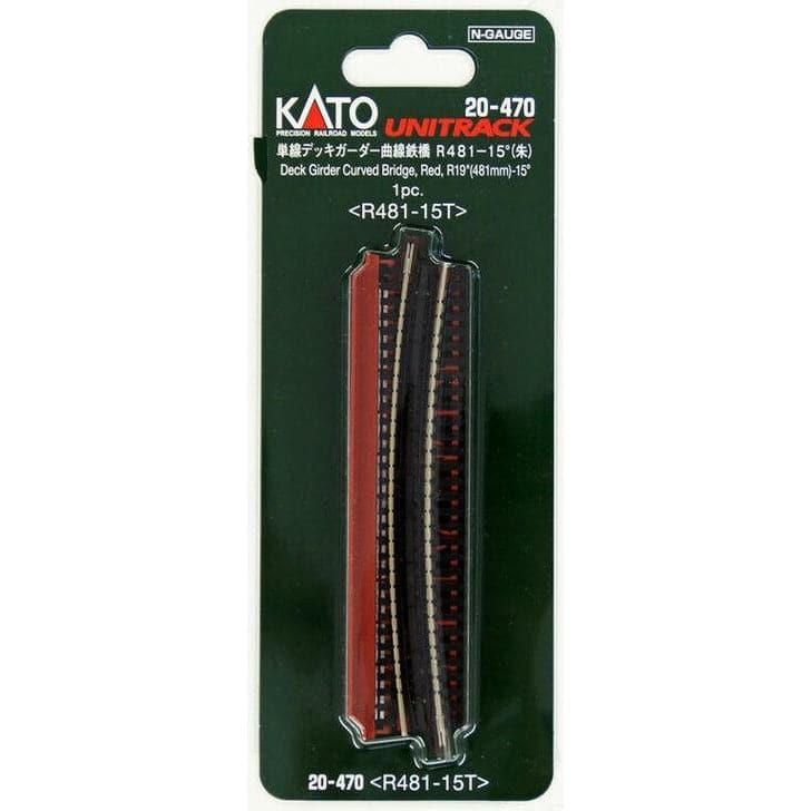 KATO N Unitrack Deck Girder Curved Bridge 481mm 15Deg Red