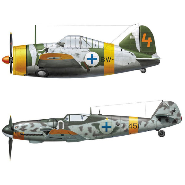 HASEGAWA 1/72 B-239 Buffalo & Messerschmitt Bf109G-6 "Juutilainen" with Figure (Two kits in the box)