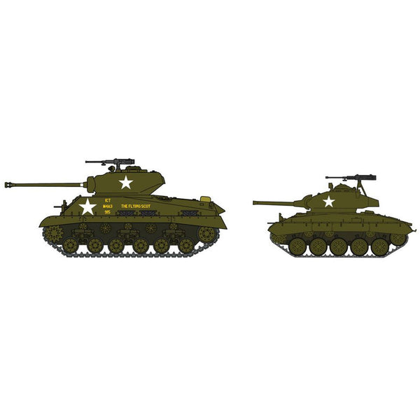 HASEGAWA 1/72 M4A3E8 Sherman & M24 Chaffee "U.S. Army Main Battle Tank Combo" (Two kits in one box)