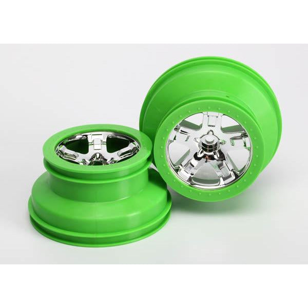 TRAXXAS Wheels SCT Chrome Green Beadlock Style (5866)