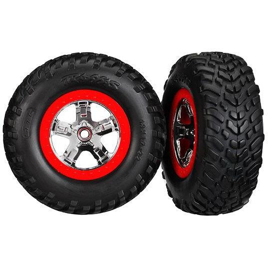 TRAXXAS Tyres & Wheels, S1 SCT Chrome, Red Beadlock Dual Pr