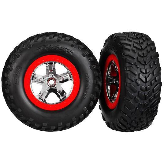 TRAXXAS Tyres & Wheels, SCT Chrome, Red Beadlock Dual Profi