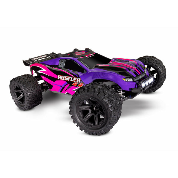 TRAXXAS 1/10 Rustler 4x4 4WD Stadium Truck with LED Lights - Pink