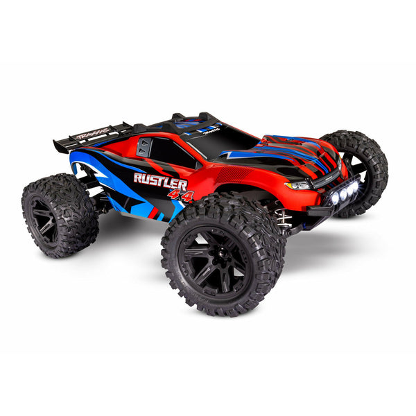 TRAXXAS 1/10 Rustler 4x4 4WD Stadium Truck with LED Lights - Red