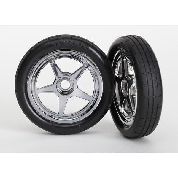 TRAXXAS Tyres & Wheels, Assembled Glued (5-Spoke Chrome) (6