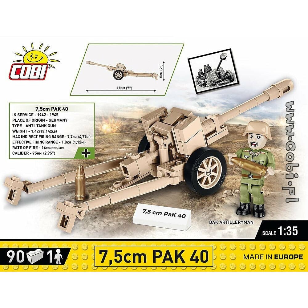 COBI World War II - 7.5cm PAK 40 (90 Pieces)