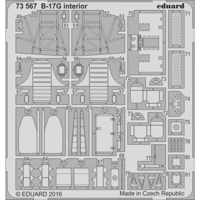 EDUARD Photo Etched Set for 1/72 B-17G Cockpit Interior