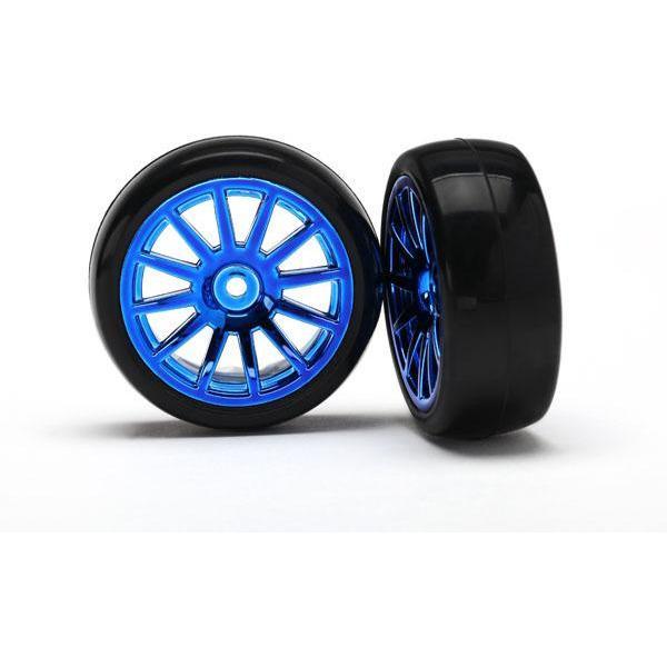 TRAXXAS 12-SP Blue Wheels, Slick Tyres (7573R)
