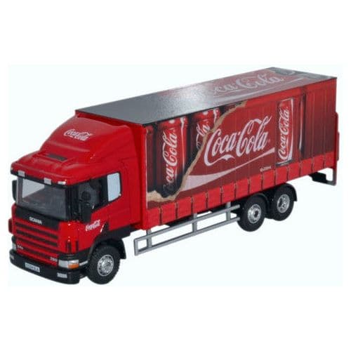 OXFORD 1/76 Scania 94D 6 Wheel Curtainside Coca Cola