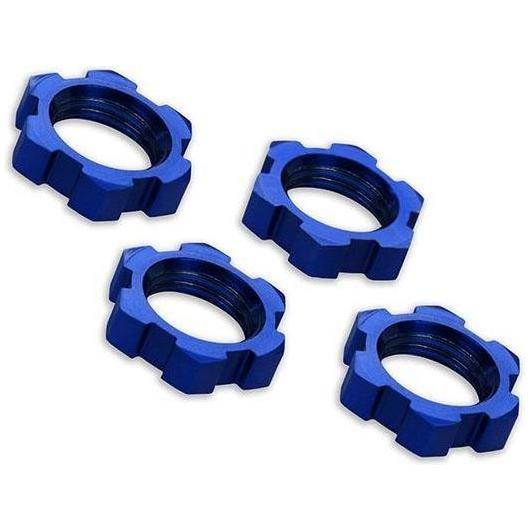 TRAXXAS Wheel Nuts, Splined, 17mm, Serrated (Blue-Anodized)