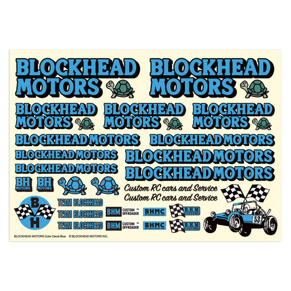 BLOCKHEAD MOTORS Decal Sheet Blue