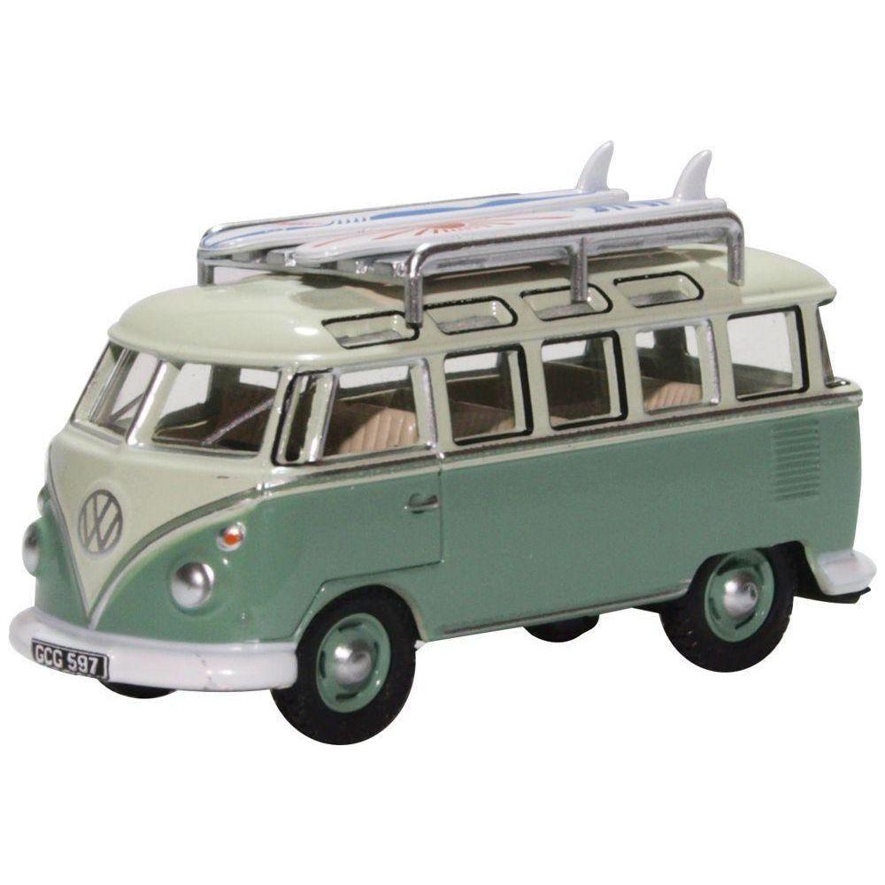 OXFORD 1/76 VW T1 Samba Bus/Surfboards Turquoise/Blue White