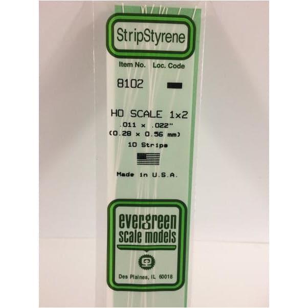 EVERGREEN 8102 35cm HO-Scale Strips 1 x 2 (10)