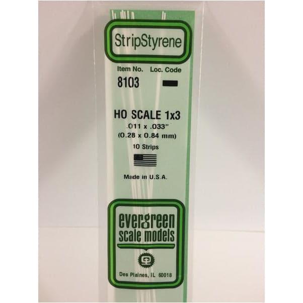 EVERGREEN 8103 35cm HO-Scale Strips 1 x 3 (10)
