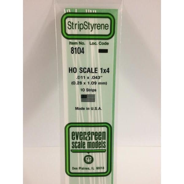 EVERGREEN 8104 35cm HO-Scale Strips 1 x 4 (10)