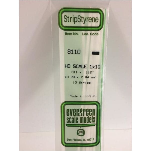 EVERGREEN 8110 35cm HO-Scale Strips 1 x 10 (10)