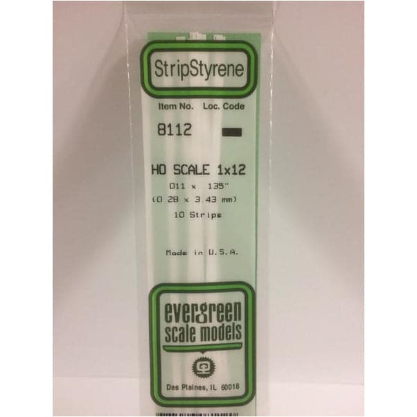 EVERGREEN 8112 35cm HO-Scale Strips 1 x 12 (10)