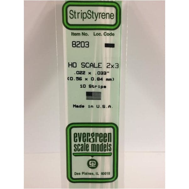 EVERGREEN 8203 35cm HO-Scale Strips 2 x 3 (10)