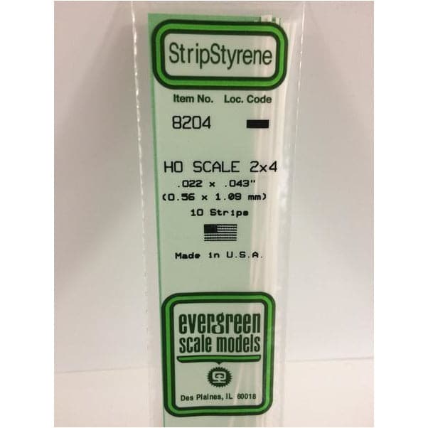 EVERGREEN 8204 35cm HO-Scale Strips 2 x 4 (10)