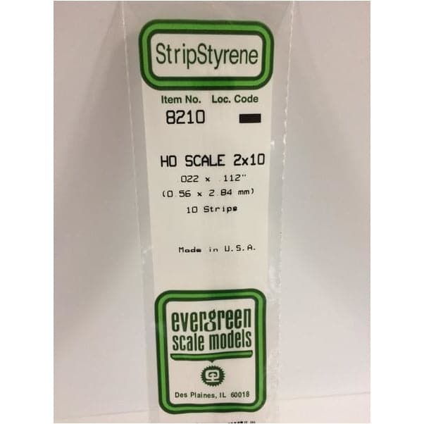 EVERGREEN 8210 35cm HO-Scale Strips 2 x 10 (10)