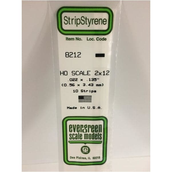 EVERGREEN 8212 35cm HO-Scale Strips 2 x 2 (10)