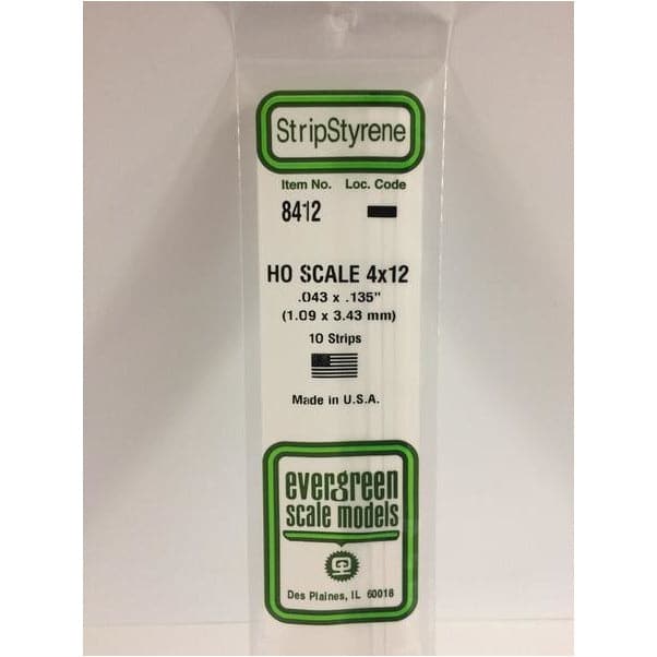 EVERGREEN 8412 35cm HO-Scale Strips 4 x 12 (10)