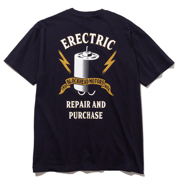 BLOCKHEAD MOTORS Electric Motor T-Shirt (Navy) - S