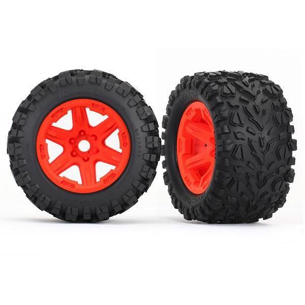 TRAXXAS Tyres & Wheels, Assembled, Glued (Orange Wheels, Ta