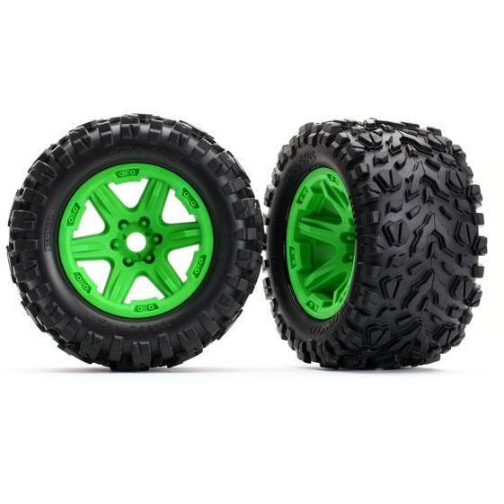 TRAXXAS Tyres & Wheels, Assembled, Glued (Green Wheels, Tal
