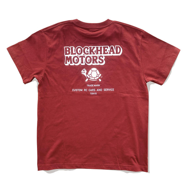 BLOCKHEAD MOTORS Standard T-Shirt/Burgundy Size S