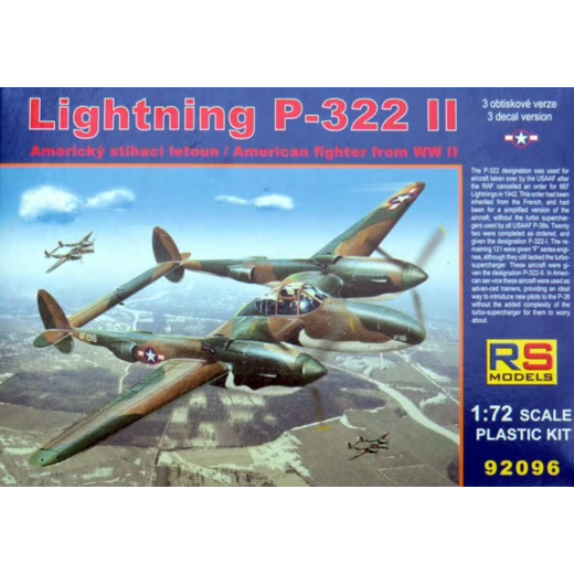 RS MODELS 1/72 Lightning P-322 II (3 Decal v. for Czech)