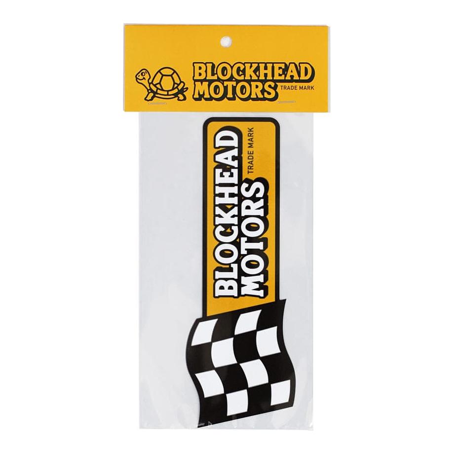 BLOCKHEAD MOTORS Checker Flag Logo Sticker