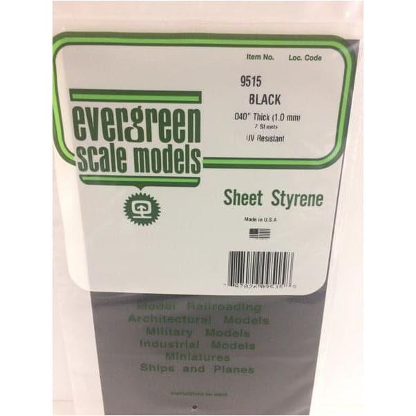 EVERGREEN 9515 15 x 30cm Black Styrene Sheet .040 (2)