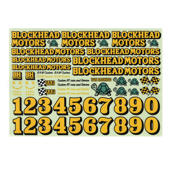 BLOCKHEAD MOTORS Original Decal Sheet (Yellow)