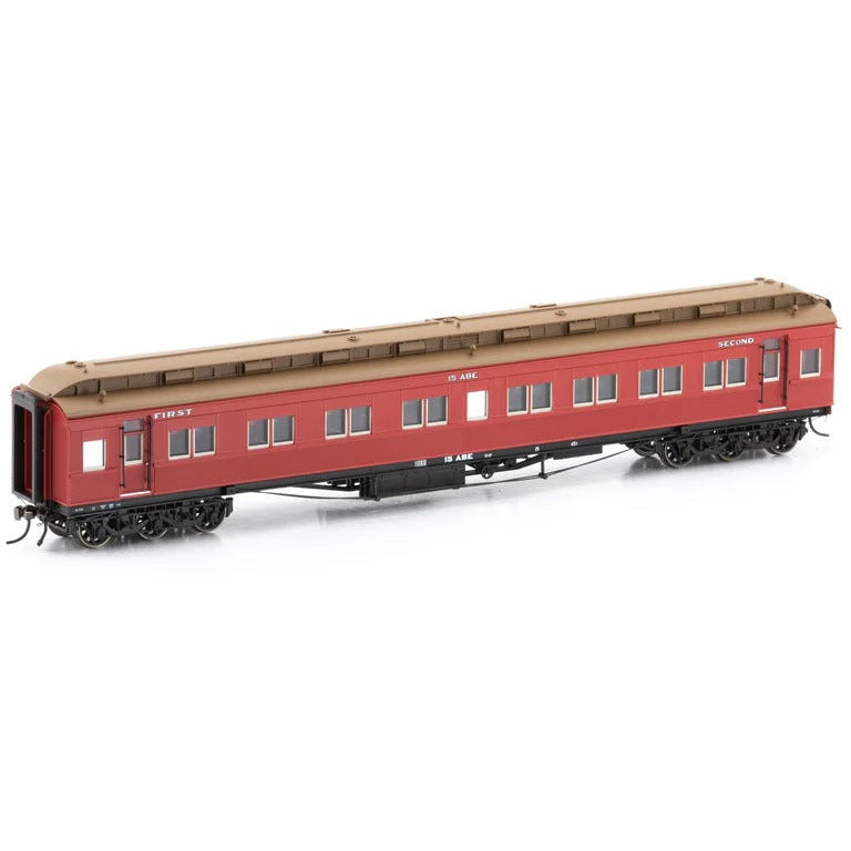 AUSCISION HO VR ABE First/Second Class Car (1954-1971) Carriage Red with 6 wheel bogie, 15-ABE - Single Car
