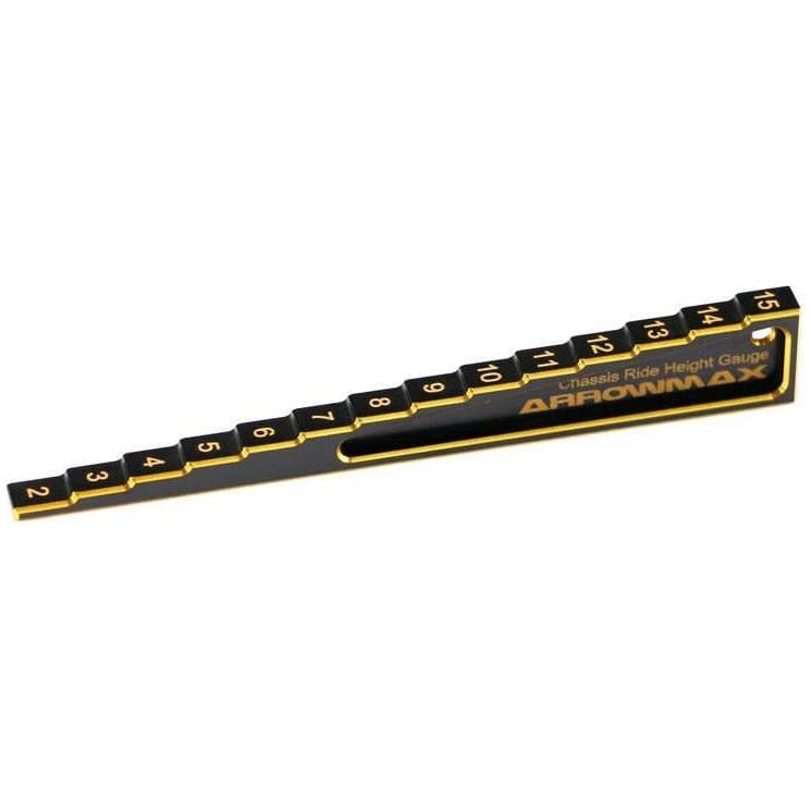 ARROWMAX Chassis Ride Height Gauge Stepped 2mm to 15mm Black Golden