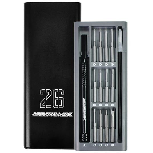 ARROWMAX Premium Precision Screwdriver Set With Alu Case (26 in 1) Black