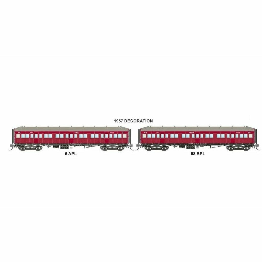 AUSTRAINS NEO HO PL-Type Carriage with Sliding Doors 1957 Decoration Two Pack