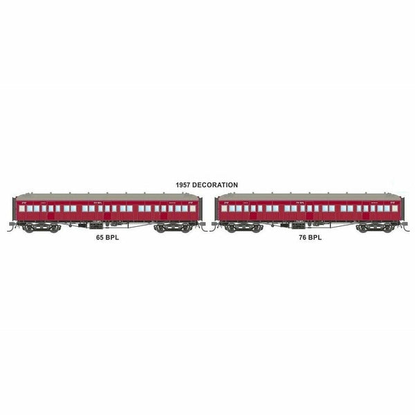 AUSTRAINS NEO HO PL-Type Carriage with Sliding Doors 1957 Decoration Two Pack