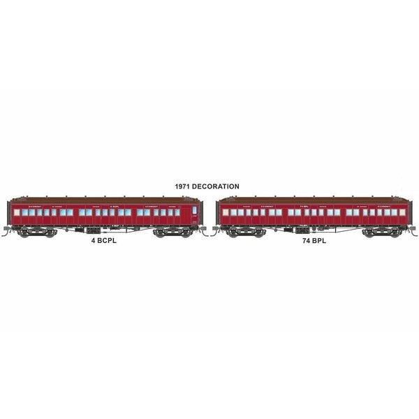 AUSTRAINS NEO HO PL-Type Carriage with Sliding Doors 1971 Decoration Two Pack