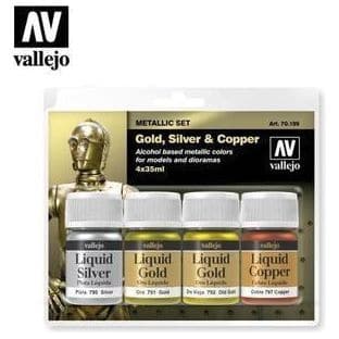 VALLEJO Metallic Set Gold, Silver & Copper 4 x 35ml