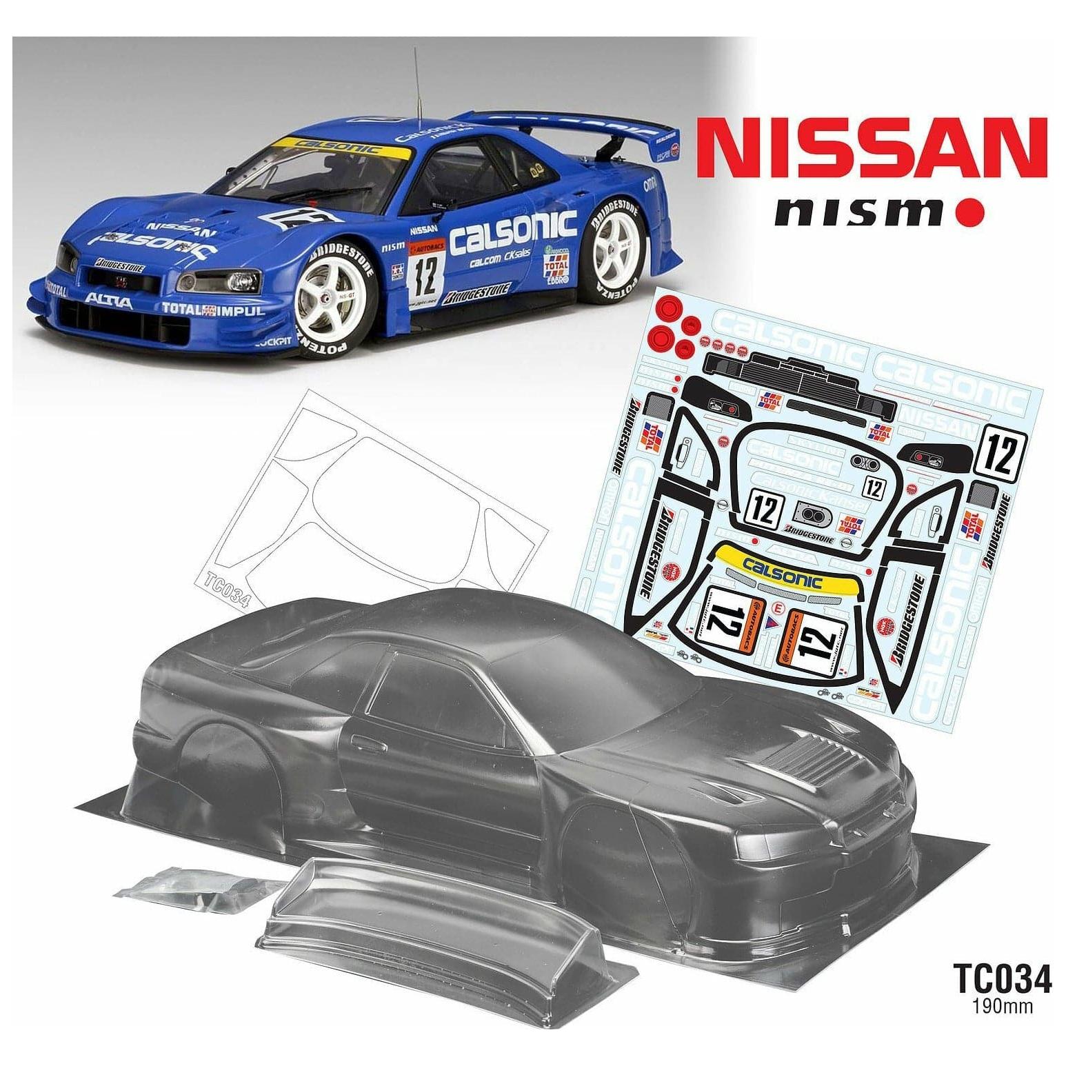 BODYWORX Body R34 GTR Calsonic 1/10th - Clear Body