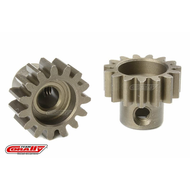 TEAM CORALLY M1.0 Pinion - Short - Hardened Steel - 15 Teeth, Shaft Dia. 5mm
