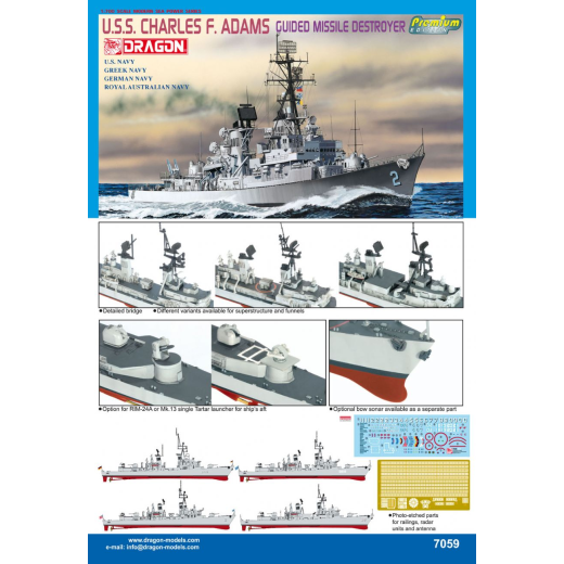 DRAGON 1/700 USS Charles F. Adams Guided Missile Destroyer