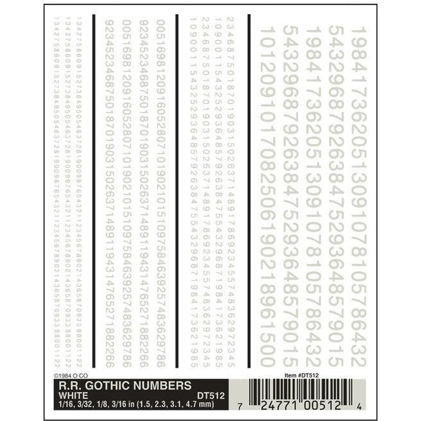 WOODLAND SCENICS RR Gothic Numbers - White