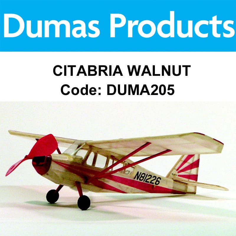 DUMAS Citabria Walnut Scale 17.5 Inch Wingspan Rubber Powered Plane