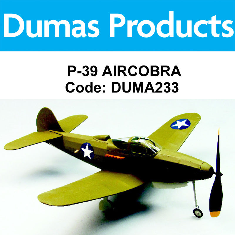 DUMAS P-39 Aircobra Walnut Scale 18" Wingspan Rubber Powered Kit