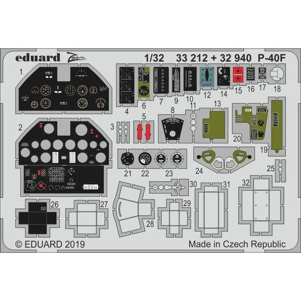 EDUARD 32940 1/32 P-40F Photo-Etch Set (Trumpeter)