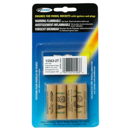ESTES 13mm Mini Engine (4) 3.1gm 1/2 A3-2T
