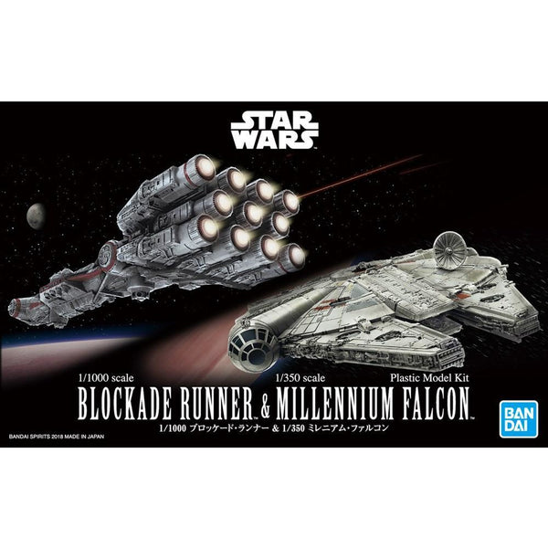 BANDAI 1/1000 Blockade Runner & 1/350 Millennium Falcon